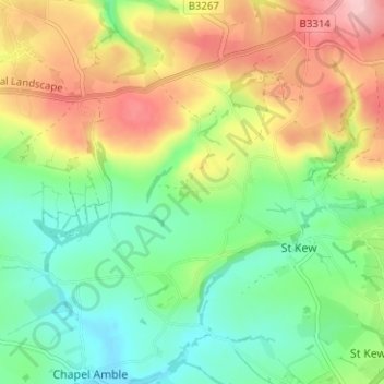 Carte topographique Tregellist, altitude, relief