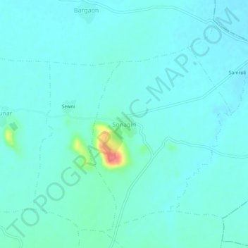 Carte topographique Sonagiri, altitude, relief