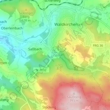 Carte topographique Saußmühle, altitude, relief