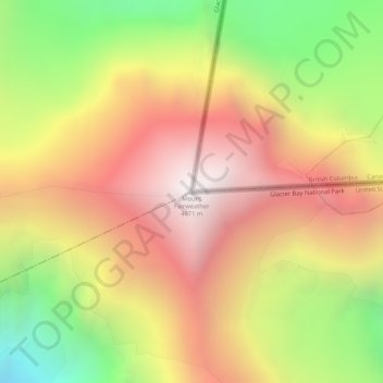 Carte topographique Mont Fairweather, altitude, relief