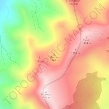 Carte topographique Mortero, altitude, relief