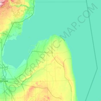 Carte topographique Huron, altitude, relief