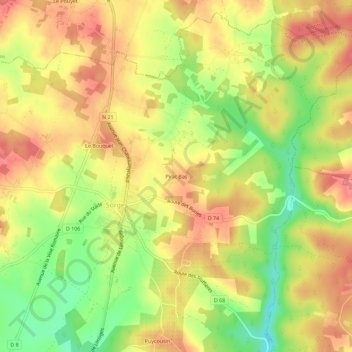 Carte topographique Pirat Bas, altitude, relief