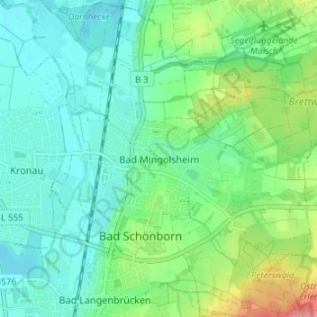 Carte topographique Bad Mingolsheim, altitude, relief