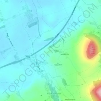Carte topographique Whorlton Castle, altitude, relief