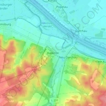 Carte topographique Katemin, altitude, relief