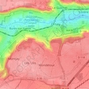 Carte topographique La Boissière, altitude, relief