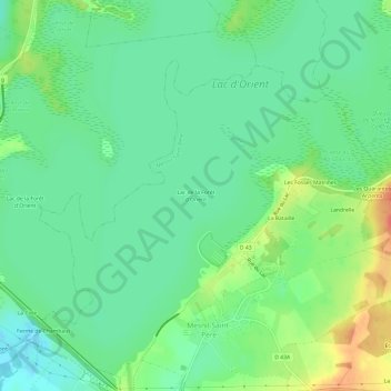 Carte topographique Lac de la Forêt d'Orient, altitude, relief