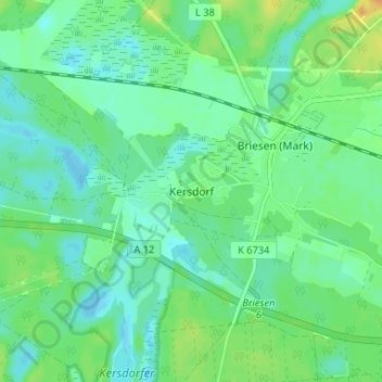 Carte topographique Kersdorf, altitude, relief