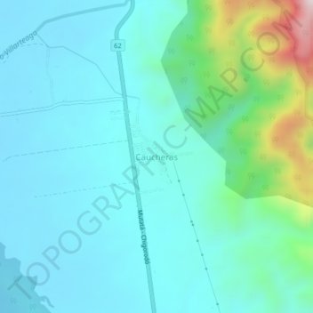 Carte topographique Caucheras, altitude, relief