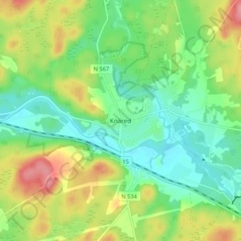 Carte topographique Knäred, altitude, relief