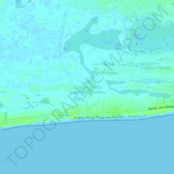 Carte topographique Togbin Daho, altitude, relief