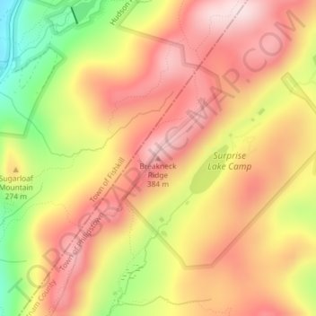 Carte topographique Breakneck Ridge, altitude, relief