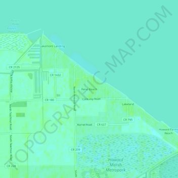 Carte topographique Reno Beach, altitude, relief