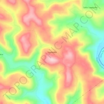 Carte topographique Saudades, altitude, relief