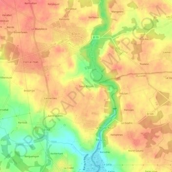 Carte topographique Saint-Dégan, altitude, relief