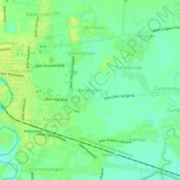 Carte topographique Kembaran, altitude, relief