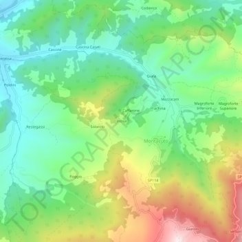 Carte topographique Incisa, altitude, relief
