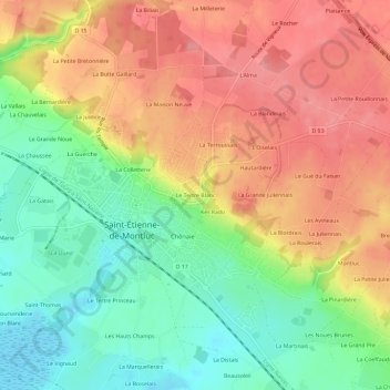 Carte topographique Le Tertre Blanc, altitude, relief