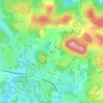 Carte topographique Lavaud, altitude, relief