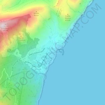 Carte topographique Cala Gonone, altitude, relief
