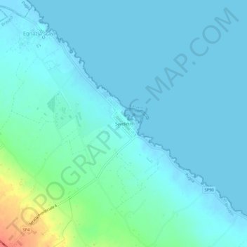 Carte topographique Savelletri, altitude, relief
