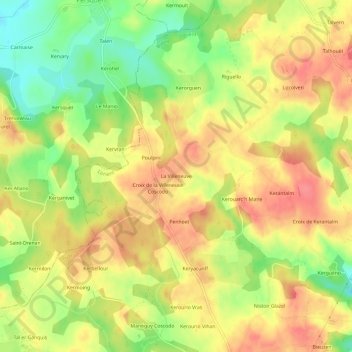Carte topographique La Villeneuve, altitude, relief
