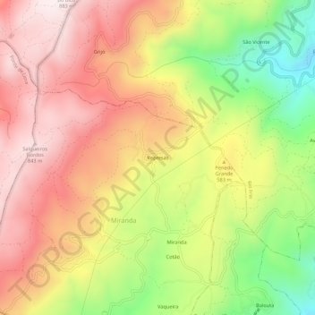 Carte topographique Represas, altitude, relief