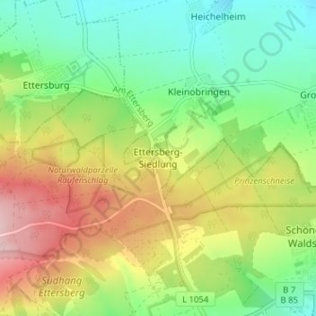 Carte topographique Ettersberg-Siedlung, altitude, relief