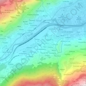 Carte topographique La Combaz, altitude, relief