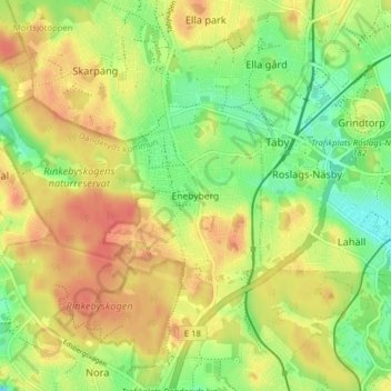 Carte topographique Enebyberg, altitude, relief