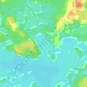 Carte topographique Shanty Bay, altitude, relief