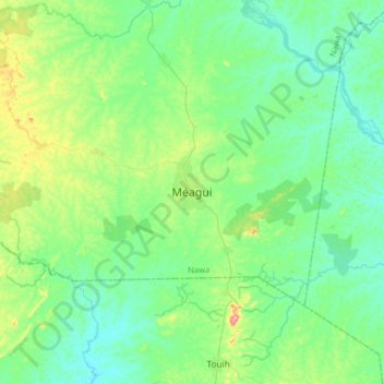 Carte topographique Méagui, altitude, relief