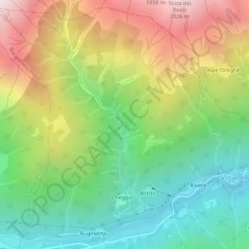 Carte topographique Val di Balmel, altitude, relief