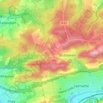 Carte topographique Schälk, altitude, relief