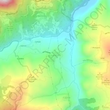 Carte topographique Cinquecerri, altitude, relief