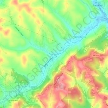 Carte topographique Sturgeon, altitude, relief