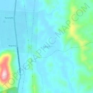 Carte topographique Incari, altitude, relief
