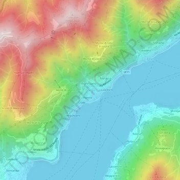 Carte topographique Borgo, altitude, relief