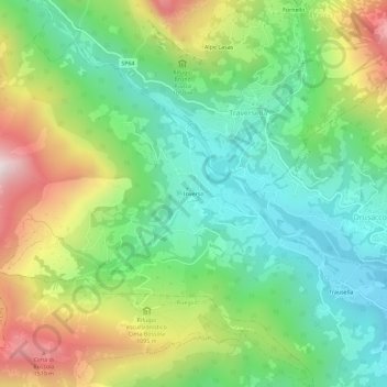 Carte topographique Inverso, altitude, relief