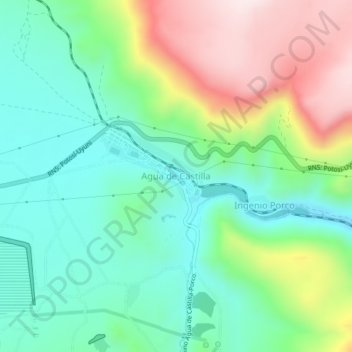 Carte topographique Agua de Castilla, altitude, relief