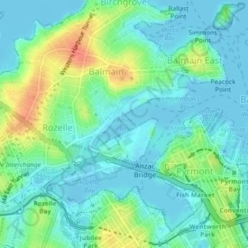 Carte topographique White Bay, altitude, relief