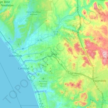 Carte topographique Vista, altitude, relief
