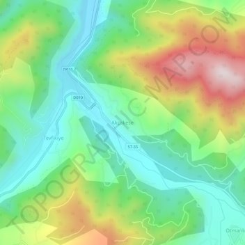 Carte topographique Akçakese, altitude, relief