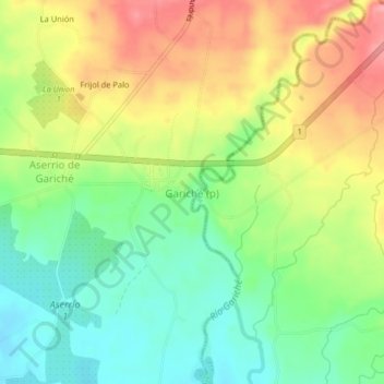 Carte topographique Gariché (p), altitude, relief