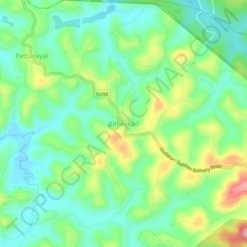 Carte topographique Bitherkad, altitude, relief