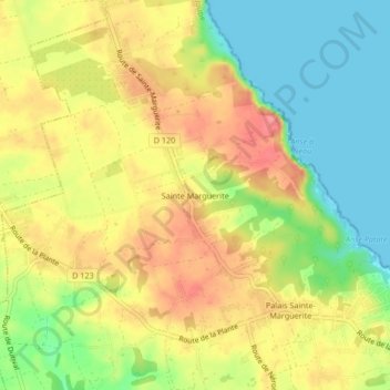Carte topographique Sainte Marguerite, altitude, relief