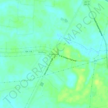 Carte topographique Crossroads, altitude, relief