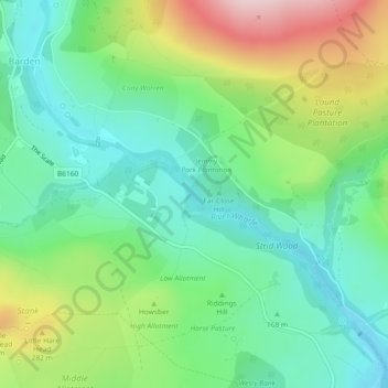 Carte topographique The Strid, altitude, relief