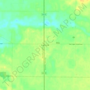 Carte topographique Sugar Grove, altitude, relief